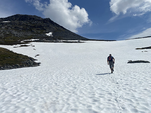 Image #4: Prior to the last 200 elevation meters up to Mount Svarttinden, we had to cross a large patch of snow.
