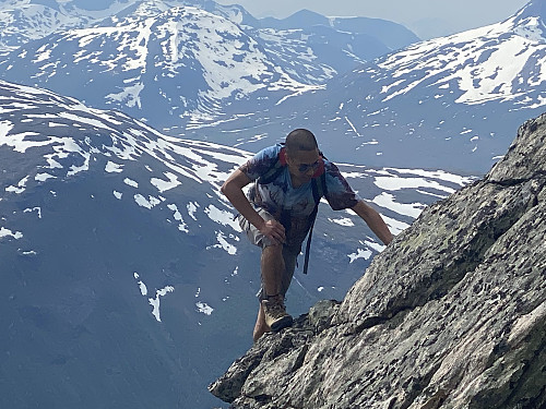 Image #5: Climbing the last part of the ridge towards the summit of Mount Svarttinden.