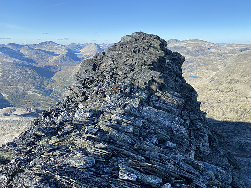 Bilde #26: En knaus på østryggen av Svartegga. Denne befinner seg ca. 1830 m.o.h. Fortsatt sees Trolltindane i Romsdalen i det fjerne.