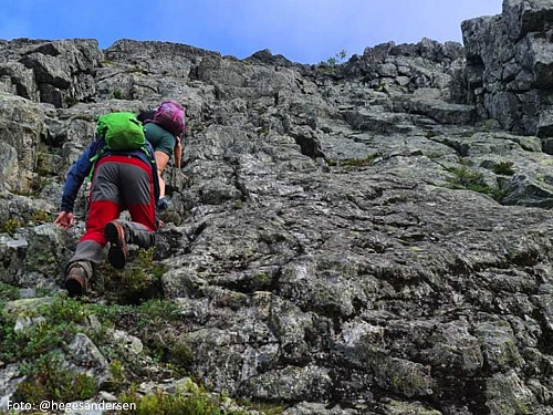 Bilde #36: Litt klyving oppover på Holstinden. (Foto: Hege Sæterbø Andersen).