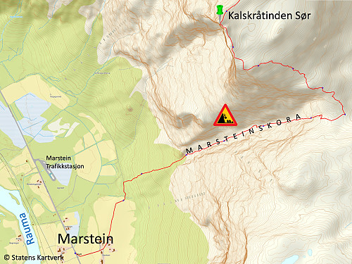Bilde #27: Nedstigningen til Romsdalen via Marsteinskora. Her var det temmelig bratt, samtidig som det var enormt med løsmasser.