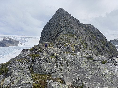 Bilde #20: Vi nærmer oss toppen [1458 m.o.h.]. Vår er godt synlig. Forstørrer man opp bildet, får man øye på Dag også, noe lengre fremme.