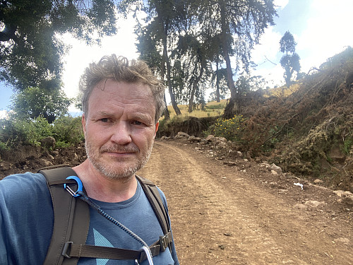 Image #7: Higher up in the mountain side, our trail followed the road that goes all the way up to the Abune Gebre Menfes Kidus Monastery.