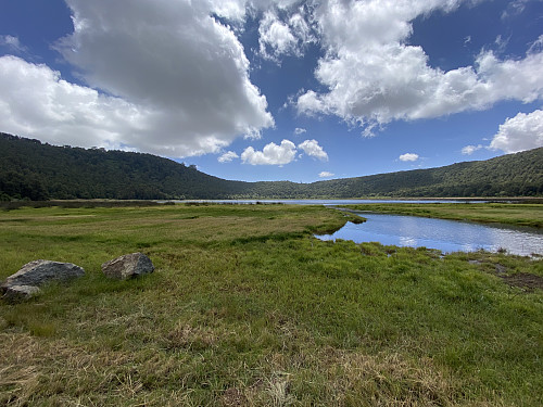 Image #12: By the shores of Lake Dembel. This lake has no river outlet, and the level of the surface therefore varies greatly with the seasonal amount of rain.