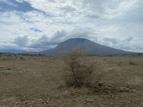 Image #1: Mount Kerimasi [2602 m.o.h.] as seen from the road towards Lake Natron. This mountain, and the Ol Doinyo Lengai, are of the same volcanic origin.
