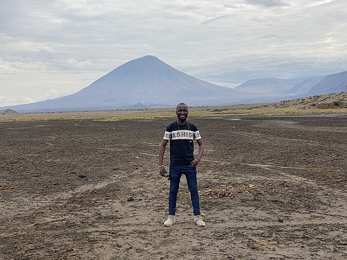 Image #9: Frank posing in front of Ol Doinyo Lengai. From the same walk towards the shores of Lake Natron.