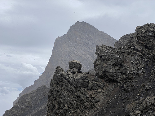 Image #30: The summit of Mount Meru [4562 m.a.m.s.l.] in view.