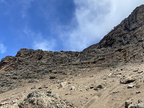 Image #29: The Plateau referred to as the Mawenzi Midpoint. Beyond this viewpoint, it is prohibited to continue without climbing gear and climbing experience.