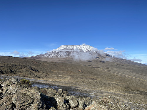 Image #40: Mount Kilimanjaro as seen from the ridge above the Mawenzi Tarn Hut the following morning.