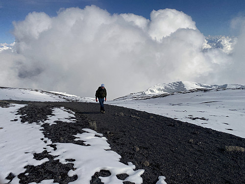 Image #50: Me struggling a bit with the thin air on my way from the Stella Point towards Uhuru Peak.