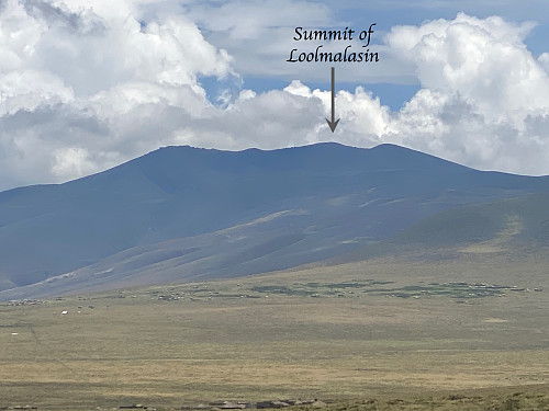 Image #28: Zooming in on the mountain, so as to point out the summit. Our route up was on the other side of the ridge on the left side of the picture.