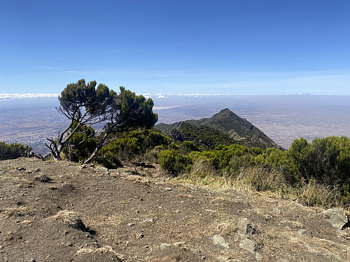 Image #14: View from the summit along the mountain ridge that we had just climbed. Mount Hanang offers a splendid view in all directions.