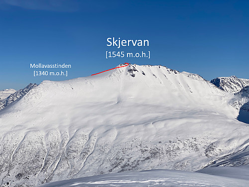 Bilde #2: Trasévalget det siste lille stykket opp til toppen. Dette bildet tok jeg fra Urhaugen 4 dager tidligere.