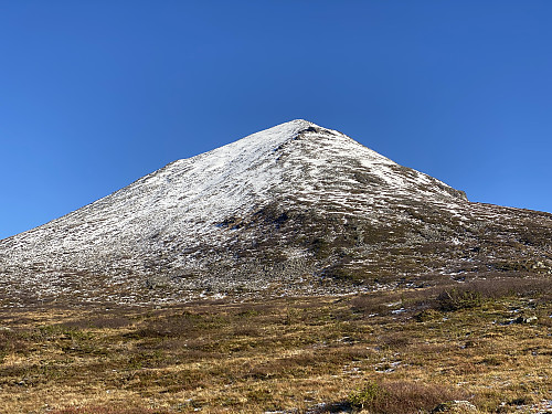 Bilde #2: Kvitnyken sett fra stien mellom Kjersemsetra og Eirsdalen, like før vi tar av fra stien for å ta fatt på oppstigningen langs sørvestryggen.