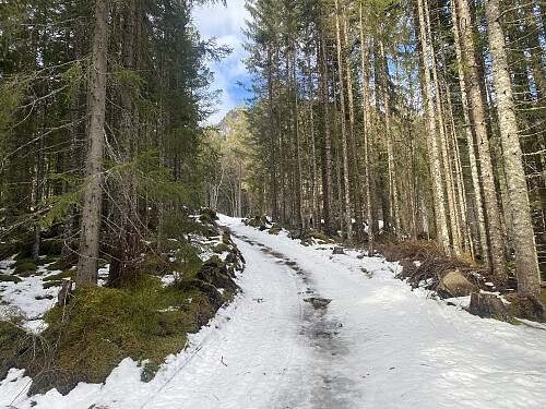 Bilde #2: Det var litt lite snø, og litt mye grannåler i snøen det første stykket, men begge deler kom seg etterhvert.