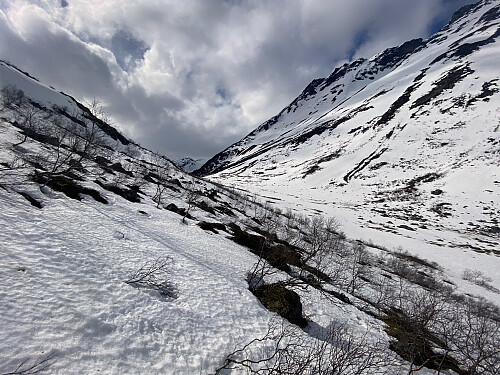 Bilde #13: På vei ned igjen fra Kinnakollen, med kurs for Gullkoppen.