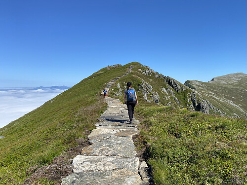 Bilde #7: Vi nærmer oss toppen på Rørsethornet. Ræstadhornet sees ute til høyre.