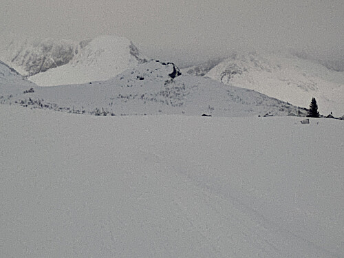 Bilde #3: Husnebba [808 m.o.h.] rett frem, med Høgseternebba [1241] og Helvetestinden [1373 m.o.h.] i bakgrunnen.