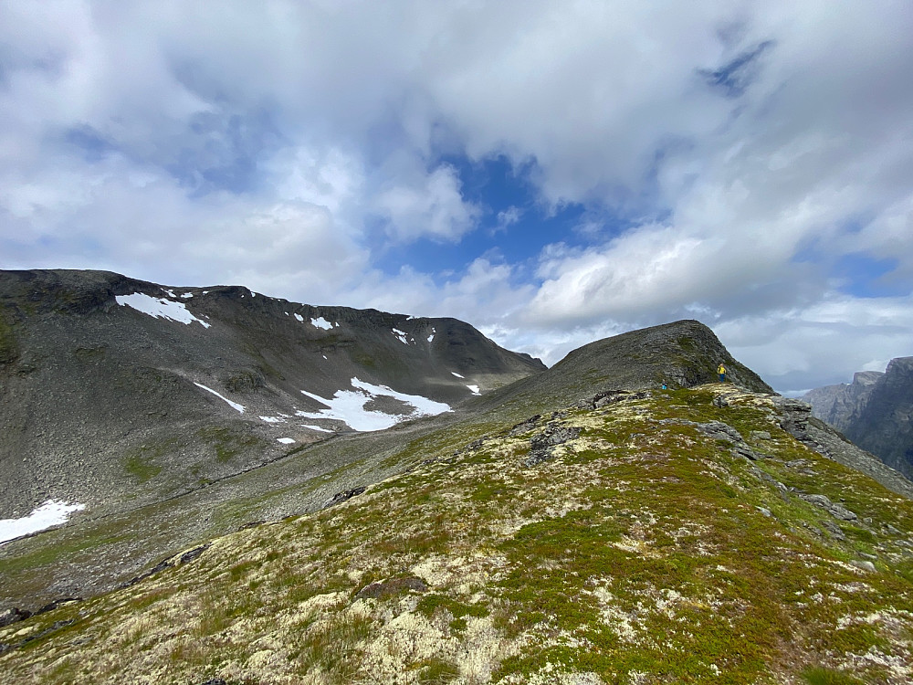 Fulgte en rygg (ur!) ned fra platået ved Eidshornet for å komme ned til ryggen mot Soleihornet og Turrvasshornet.