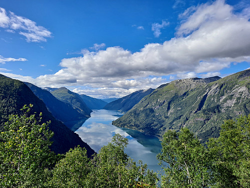 Flott utsikt mot Fjærlandsfjorden frå Besshovden