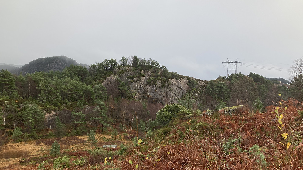 Høyvikåsen sett fra litt nedenfor Orresiktet. Svartaberget 194 på østsiden av Bjørndalspollen i bakgrunnen