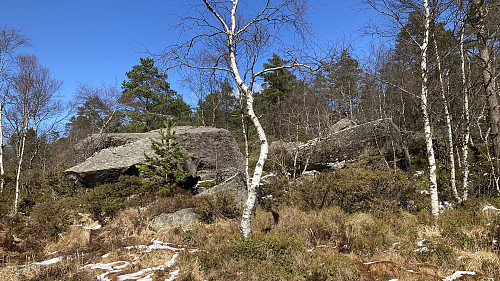 Steinblokker nord for Myrsteinen. Foto mot nord.