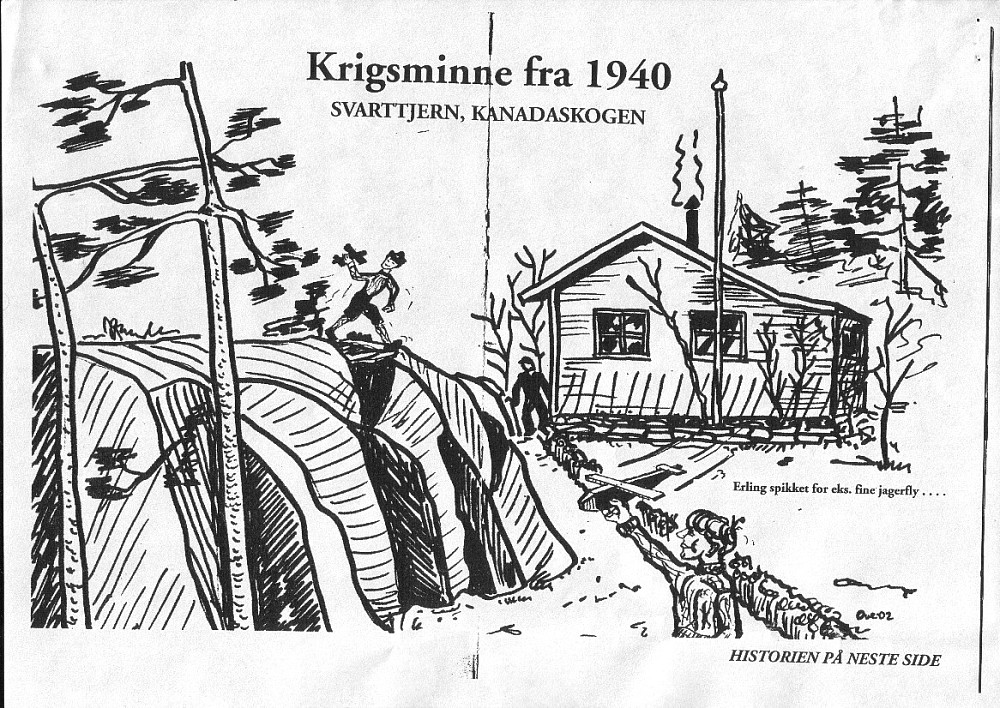 Tegning av hytten fra medlemsbladet til Laksevåg Kulturhistoriske Forening