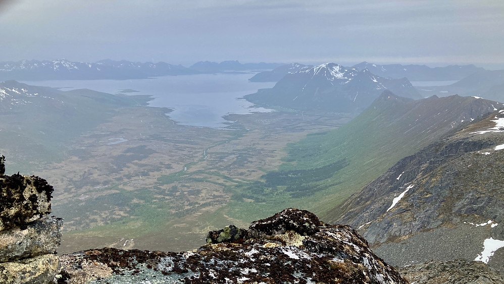 Tilbakeblikk mot Forfjorden i vest fra toppen