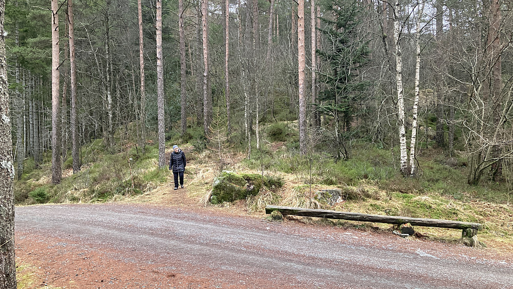 Astrid på stien som fører til søylen fra Løvstien Sør