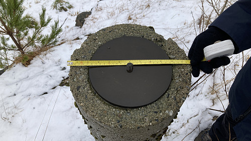 Diameter 30 cm med skrubolt sentralt