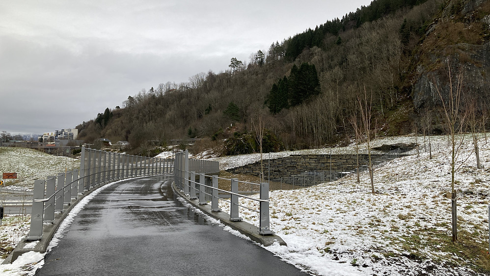Den lyse søylen skimtes såvidt i bakgrunnen på en haug