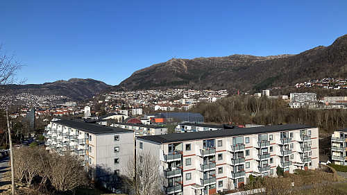 Utsikt fra Johan Hjorts vei mot Ulriken