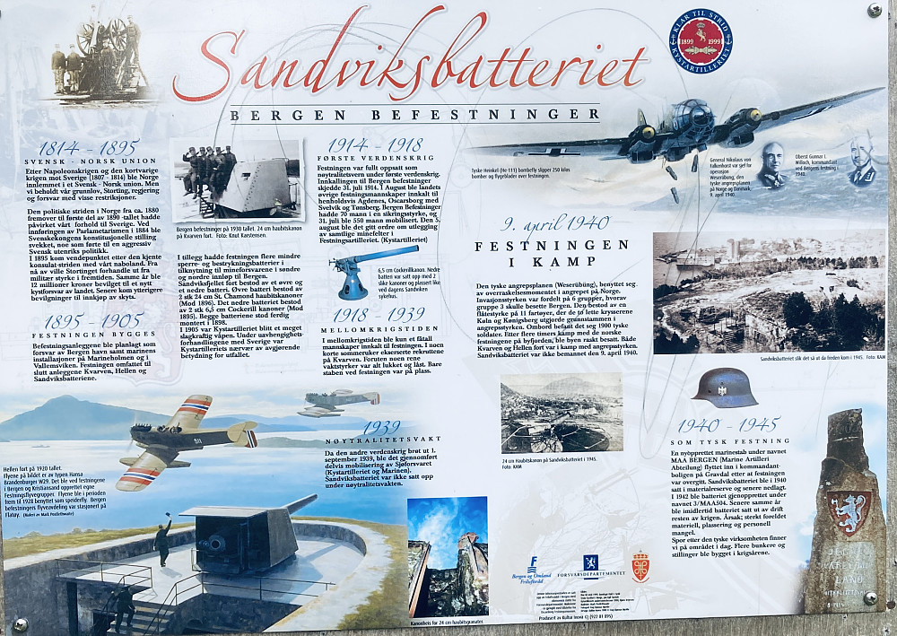 God info om Sandviksbatteriet som ble bygget mellom 1895 og 1905 som forsvar mot eventuell svensk invasjon