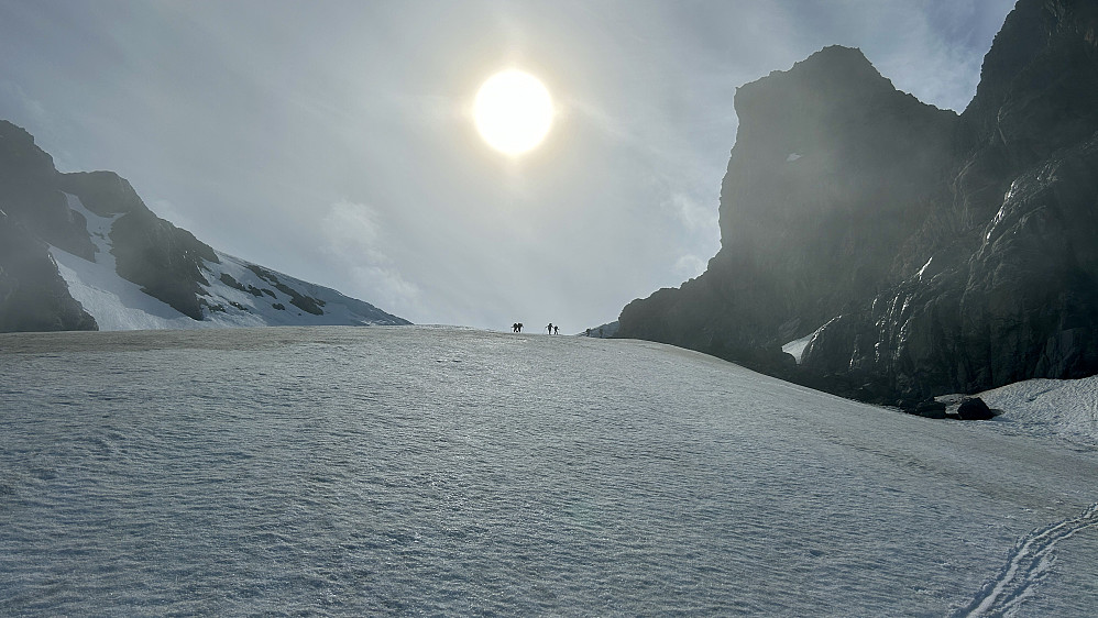 Ferdig med det bratteste og nesten oppe på breen