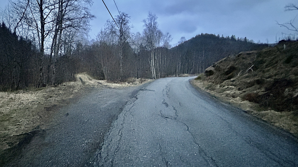 Parkeringslomme på Hagabakkane for tur til Hagåsen fra nord. Stistart på motsatt side av p-lommen