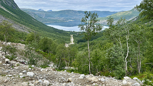 Utsikt fra anleggsveien nedover mot Breivika
