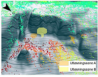 InSAR radarbilde viser hvor bevegelsene er størst