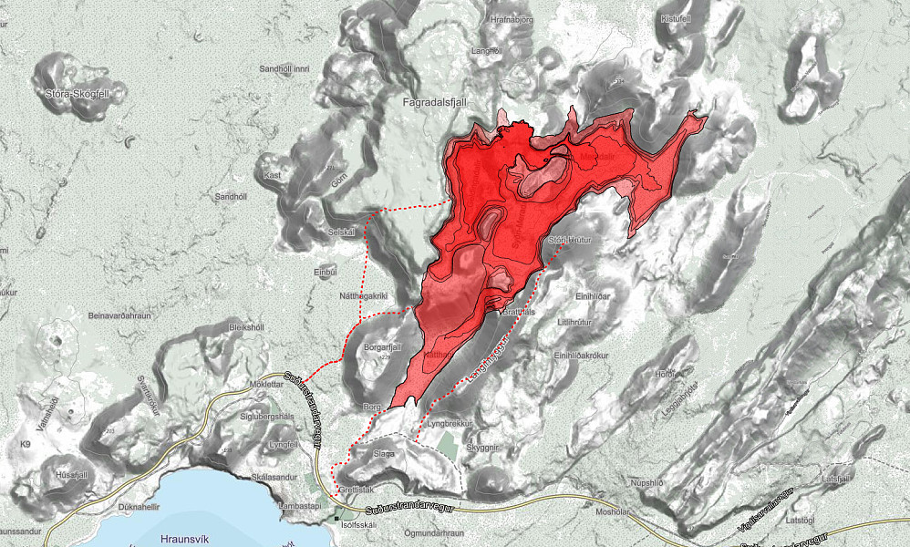Lavaens utbredelse etter vulkanutbruddets slutt