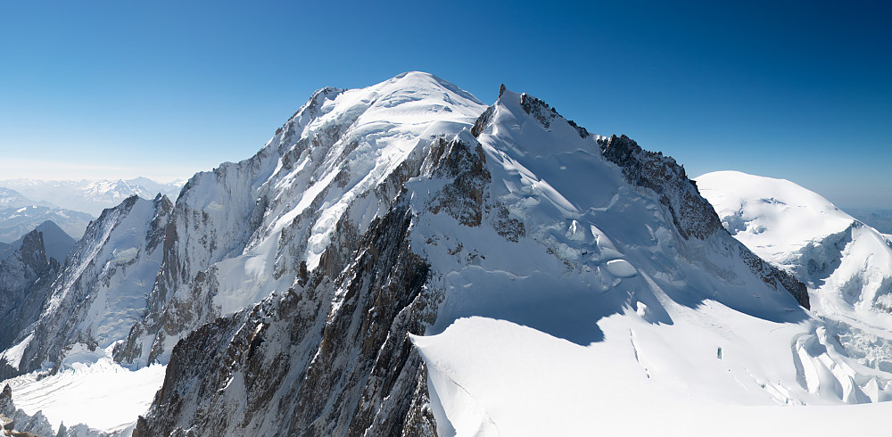 Mont Blanc og Mont Maudit sett fra toppen av Tacul