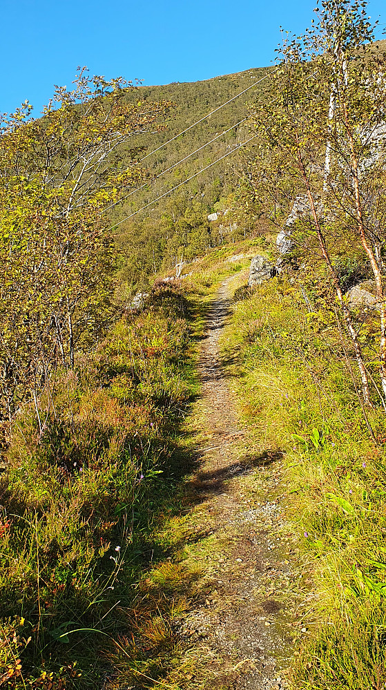Fint ned mot Reme - denne overgangen var i tidligere tider hovedvegen mellom Brattvåg og Vatne