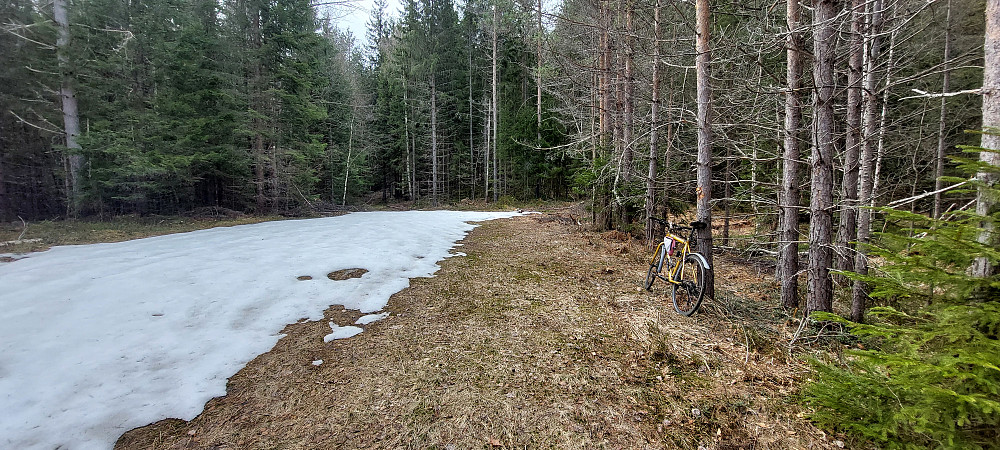  Traktorveien går opp heia på venstre side der framme