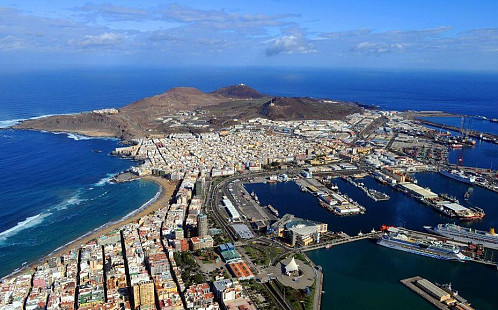 Her ser vi det ubebodde militære område nord for Las Palmas