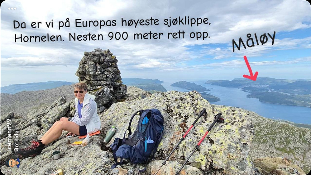 Utsikten nordvestover mot Måløy, der vi tok ferga fra..