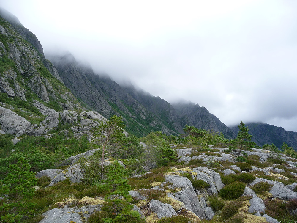 Tilbakeblikk mot fjellene ved start