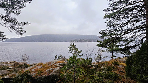 Håøya med Varden i tåka (kommunetopp)