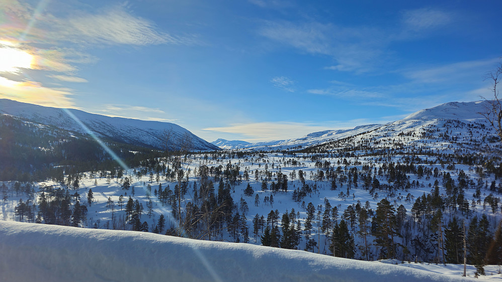 Lovende innover Folddalen. Dagens turmål til høyre.