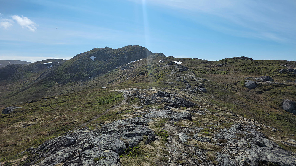 Første topp, Gardfjellet / Storgrøhausen, i sikte.