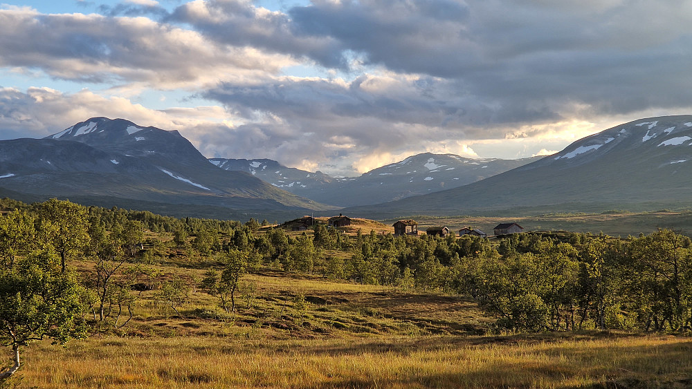 Jøldalen bader i kveldssol.