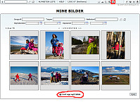 En måte å laste opp bilder er via siden "Mine Bilder" som er tilgjengelig via en egen knapp på menylinja på toppen.