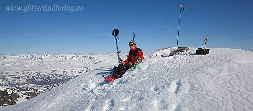 Coni på toppen av Skardstinden en nærmest perfekt vårdag.